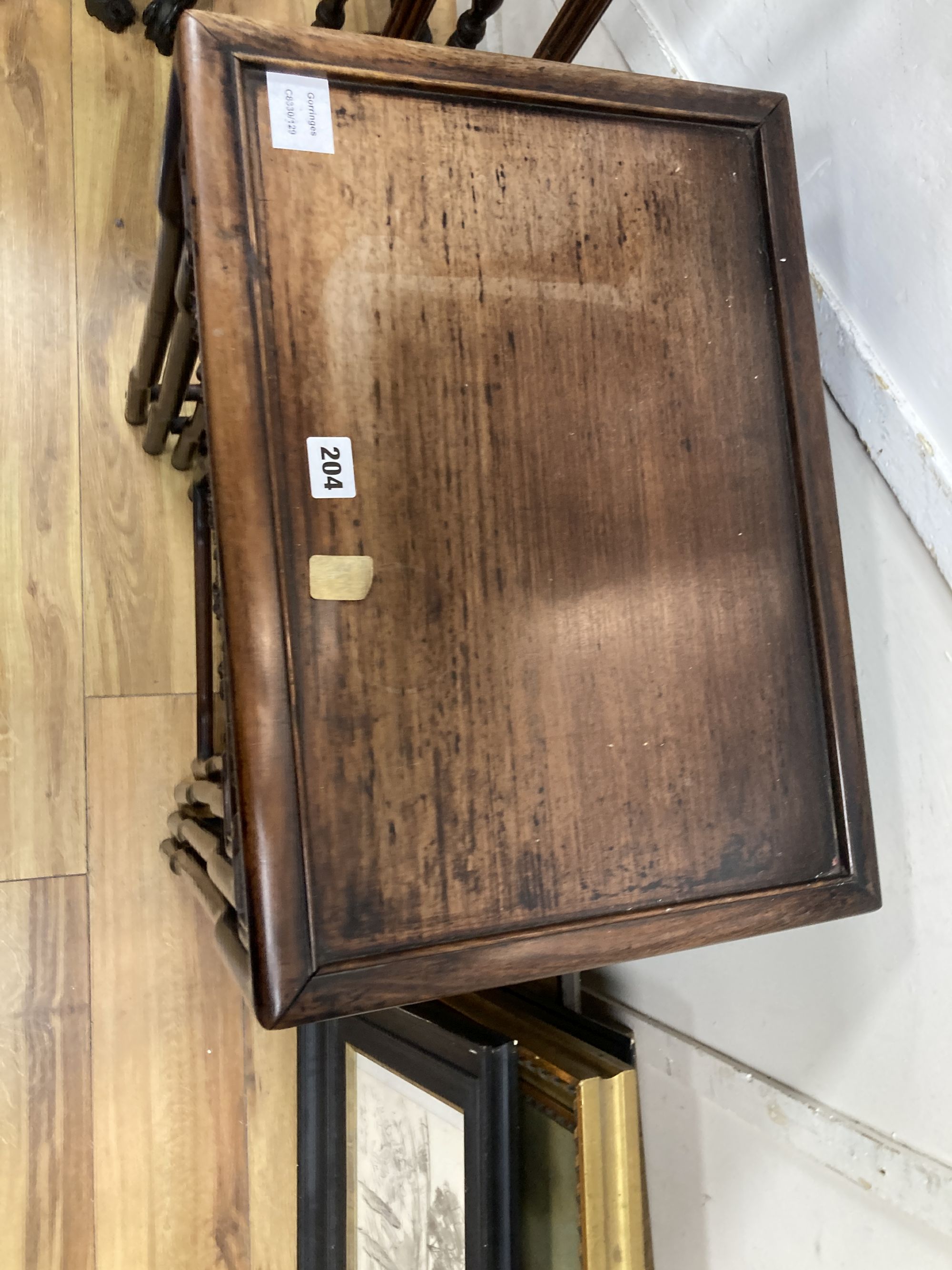 A Chinese nest of four hongmu tables, width 50cm depth 36cm height 72cm